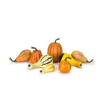 MELROSE INTERNATIONAL Melrose International 76238DS 4.75 x 7 in. Foam Pumpkin Gourd Light - Orange & Yellow; Set of 8 76238